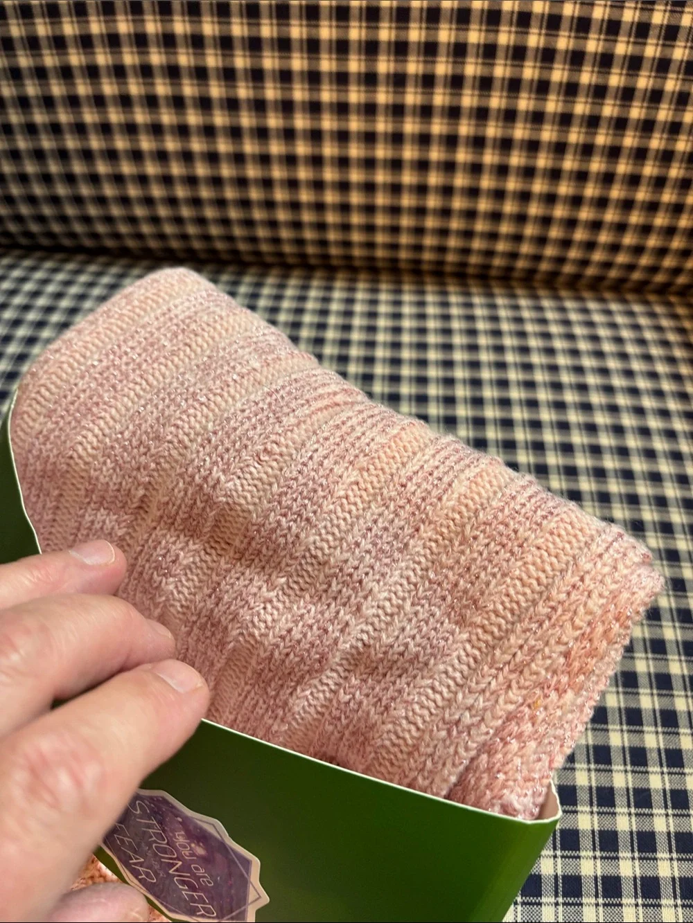 kate spade Pink Ribbed Knit Scarf with Bow Accent